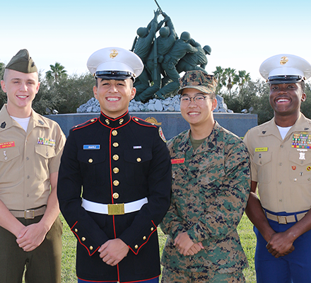 Military school cadets in dress blues